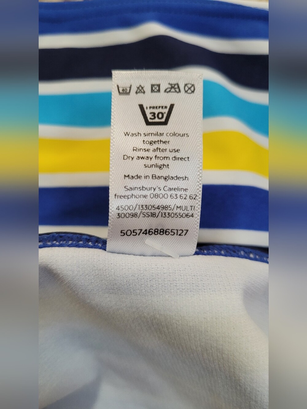 NWT | Tu by Sainsbury's Blue Yellow & White Striped Tankini Set - Picture 12 of 16